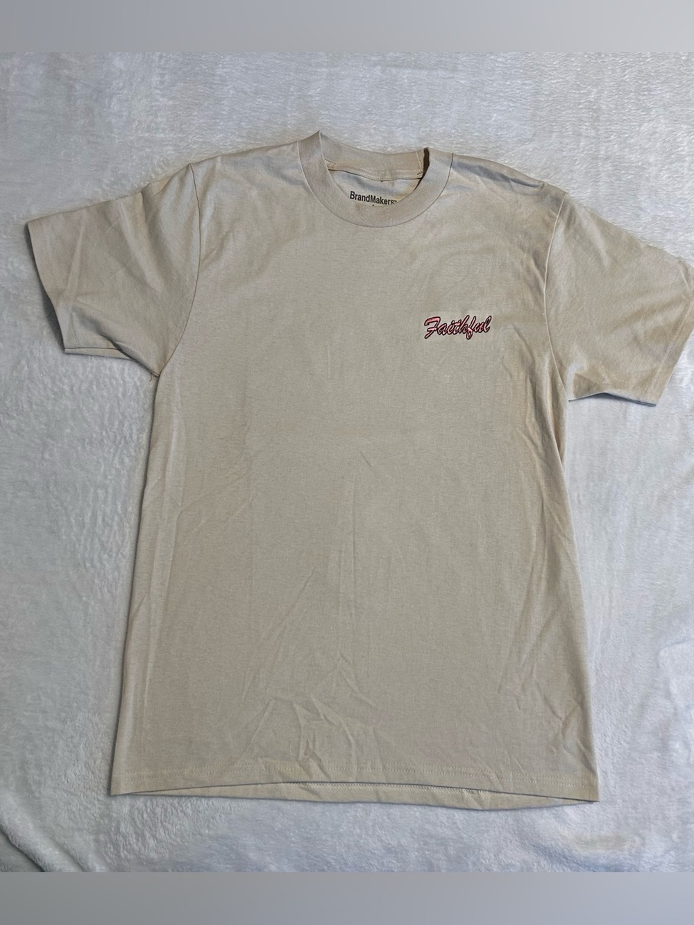 Faithful Script Crewneck Short-Sleeve Tee in Cream